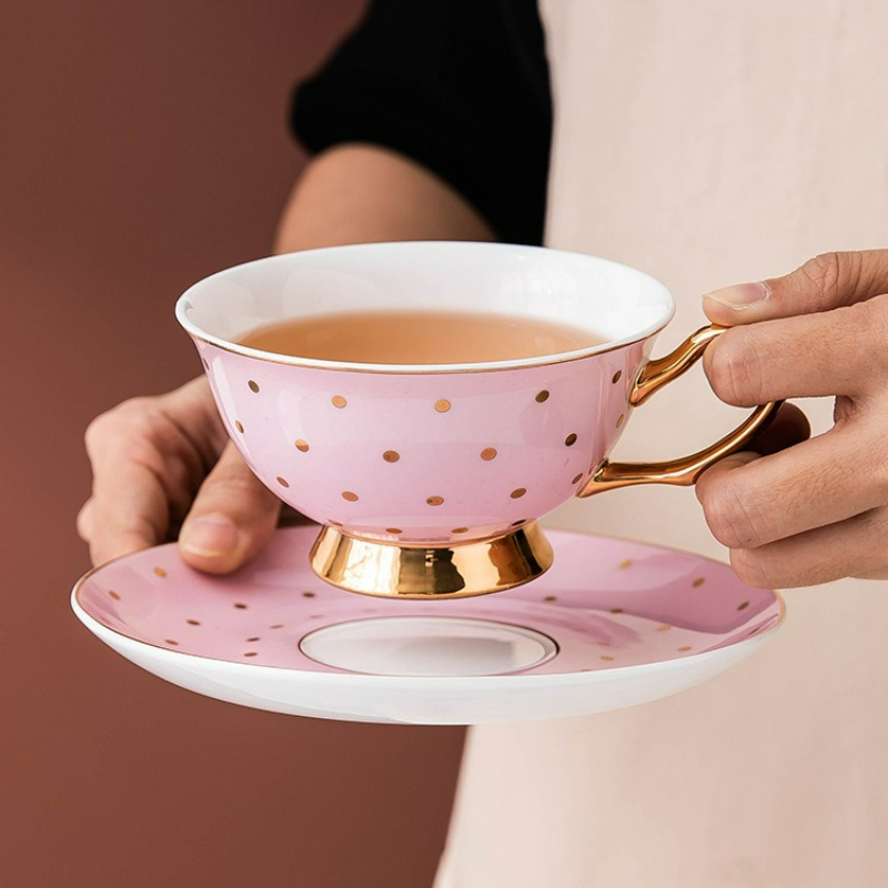 Coffee Tea Flask - セラミックピンクコーヒーマグカップ、ディッシュティーカップ付き、オフィス用ドリンクマグ、絶妙なアフタヌーンティーカップセット、キッチンホームドリンクウェア、ウォーターカップ