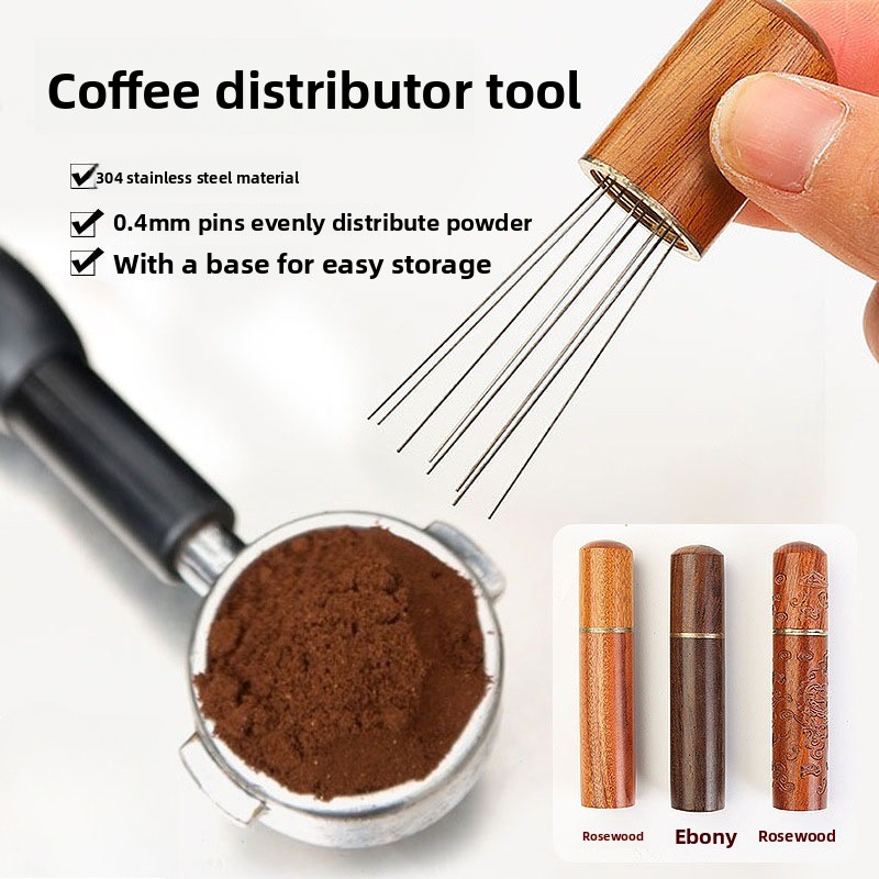 Coffee Tamper Leveler - 木製ステンレス鋼コーヒーパウダータンパーエスプレッソパウダースターラーディストリビューターレベラーWDTツールカフェ攪拌バリスタアクセサリー