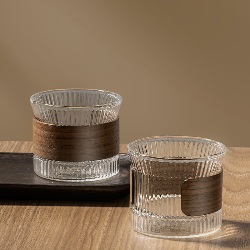 Coffee Tea Flask - Gianxi ガラスコーヒーマグ和風クルミカップスリーブ透明かわいいカップコーヒーウェア美しいティーマグビールジョッキかわいいマグ