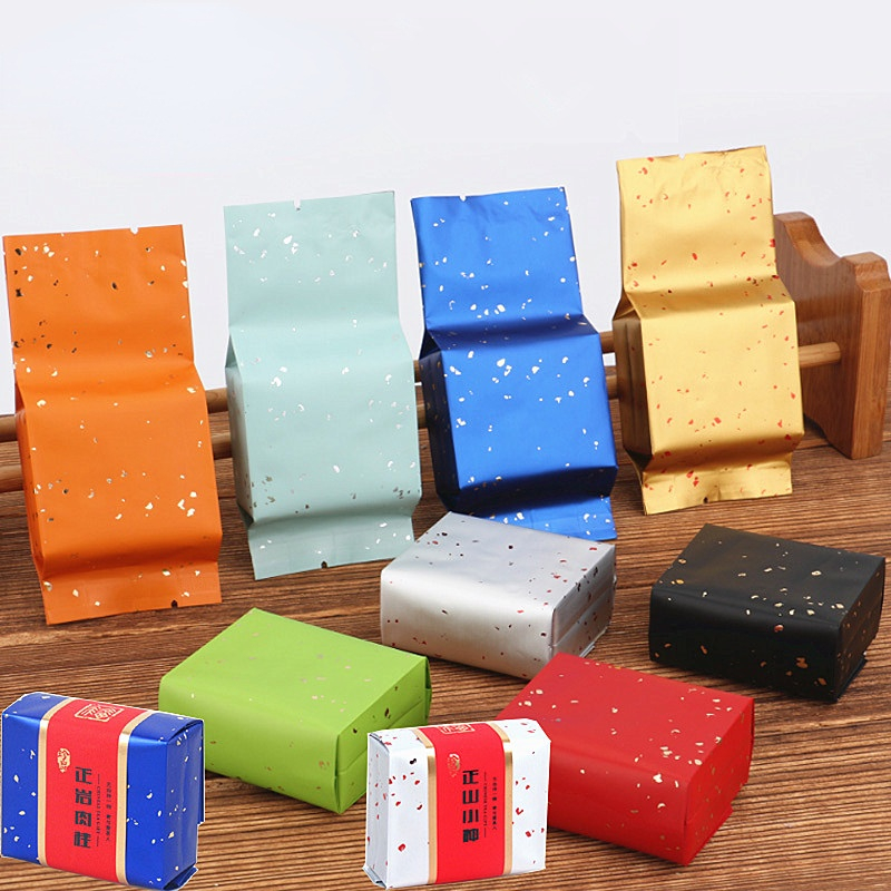 Coffee Tea House - 500 個ゴールド散りばめられた 55x130x25mm オープントップアルミ箔ヒートシールバッグ茶コーヒーパウダーバターチーズシリアルギフトポーチ