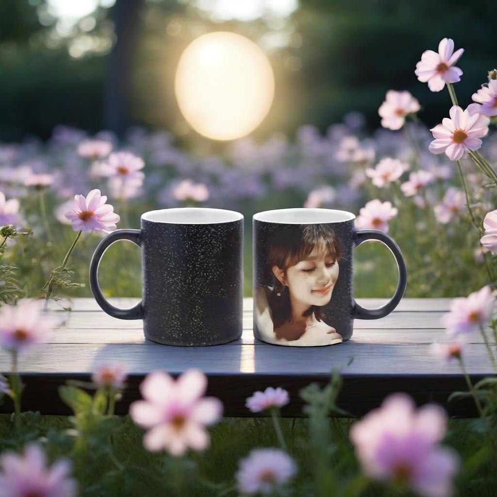 Coffee Tea Photos - ブラックセラミック変色カップ DIY フォトマジック変色マグ カスタムあなたの写真ティーカップ、コーヒーカップ友人への最高のギフト