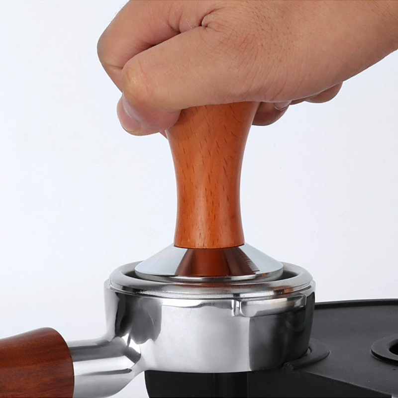 Coffee Tamper Leveler - 家庭用コーヒータンパー 49/51/53/58MM 木製ハンドル 304ステンレス鋼 コーヒータンパー 内蔵スプリング