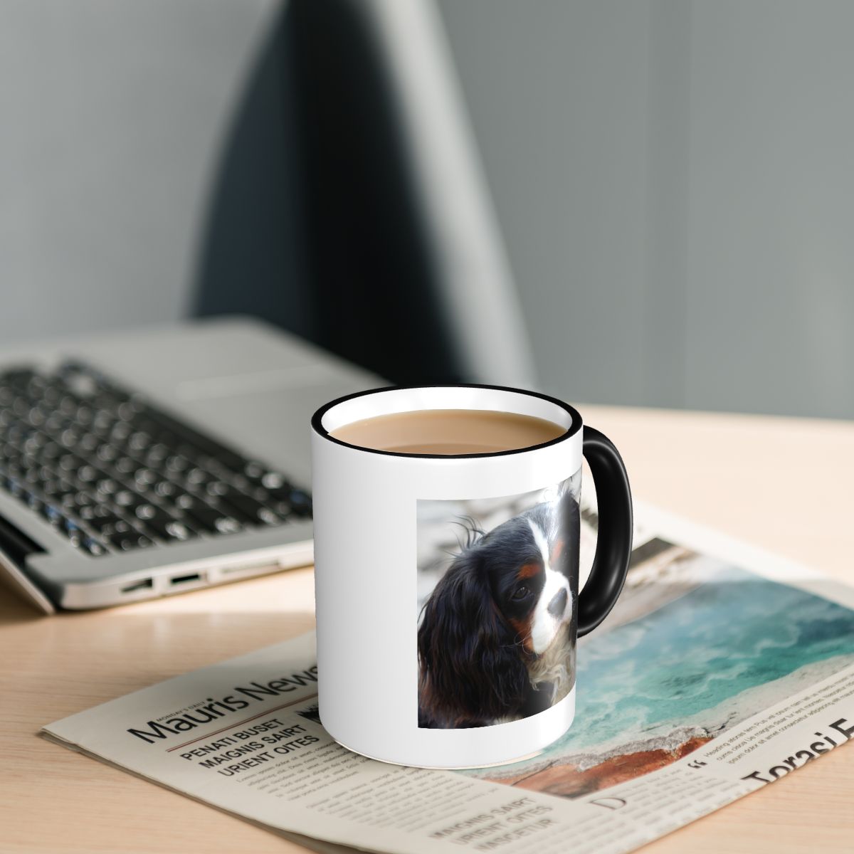 Coffee Tea Photos - トリカラー キャバリア キングチャールズ スパニエル 写真入り ポートレートマグ