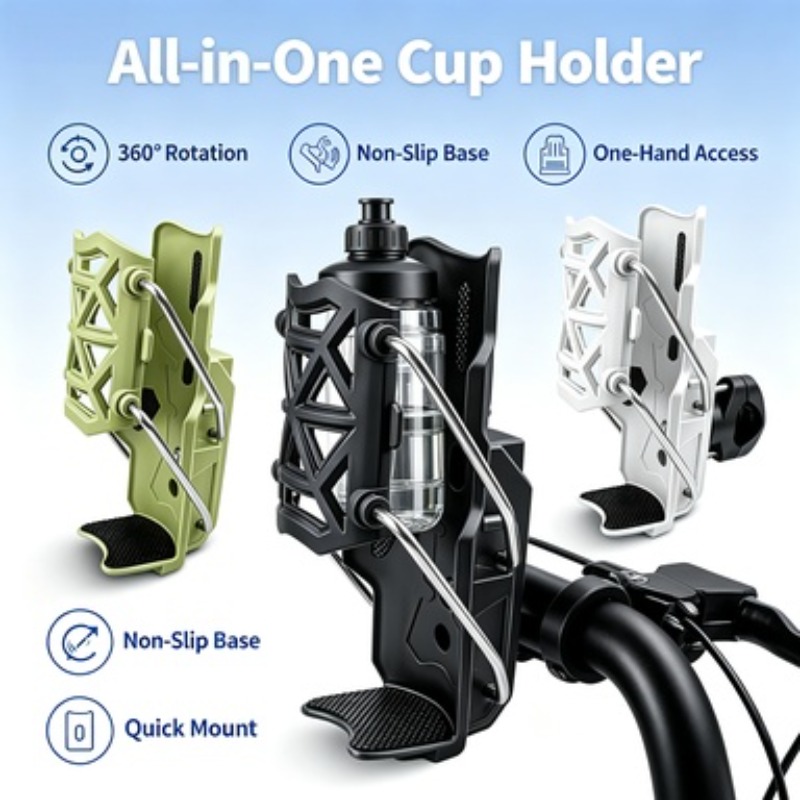 Coffee Tea Flask - クイックインストール調整可能カップホルダー360度回転式バイクハンドルバー用ウォーターコーヒーミルクティーボトルブラケット