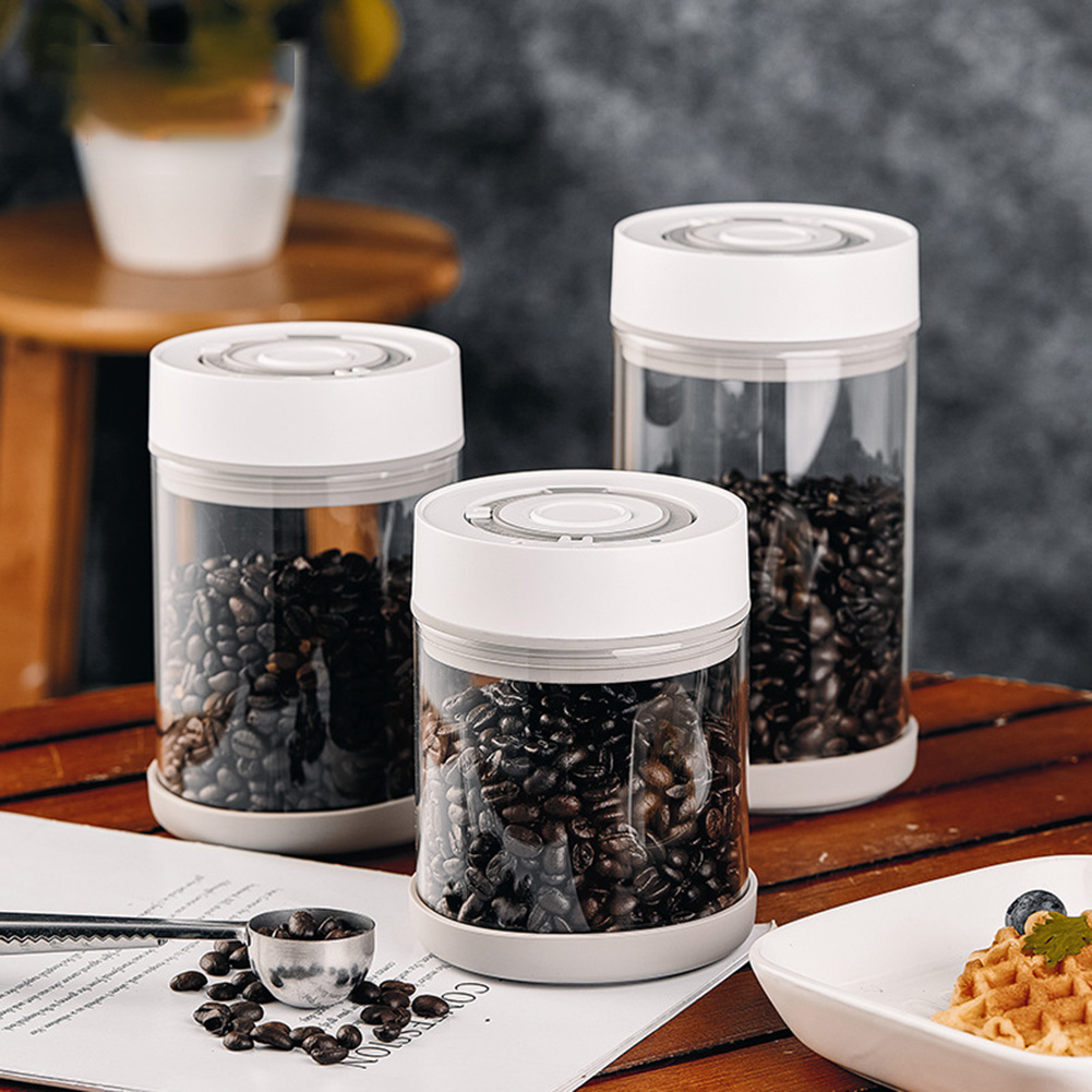 Coffee Tea Flask - キッチン防湿ガラスコーヒー豆ジャー自動インテリジェント真空保存密封ジャー食品フルーツシリアルティーコンテナ