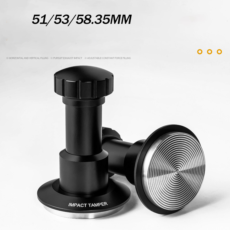 Coffee Tamper Leveler - 51/53/58 ミリメートルコーヒーインパクトタンパーステンレス鋼柔軟なタンパー 25-35 ポンド圧力 4 スプリング調整可能なバリスタツール