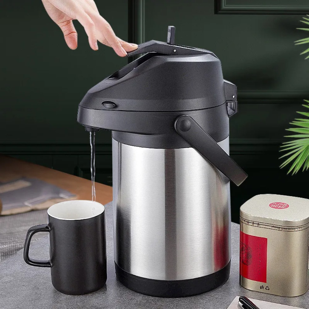 Coffee Tea Urn - ステンレス製エアポットディスペンサー、3L保温保冷飲料サーバー（コーヒー、紅茶、水用）、プッシュボタン式保温ポット