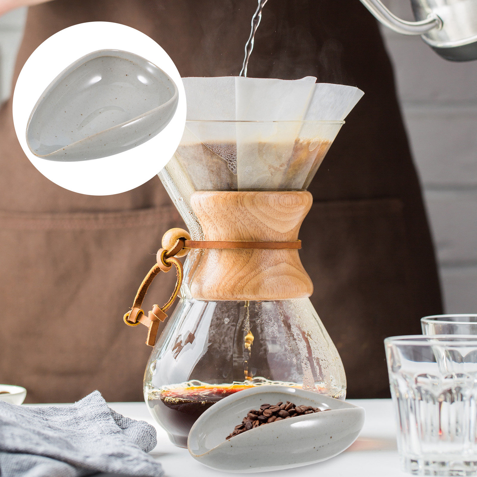 Coffee Tea And Leaf - プレミアムセラミックコーヒー豆計量トレイ多用途計量カップ豆、粉、茶葉を収納可能ノンロールデザイン光沢仕上げ家庭用