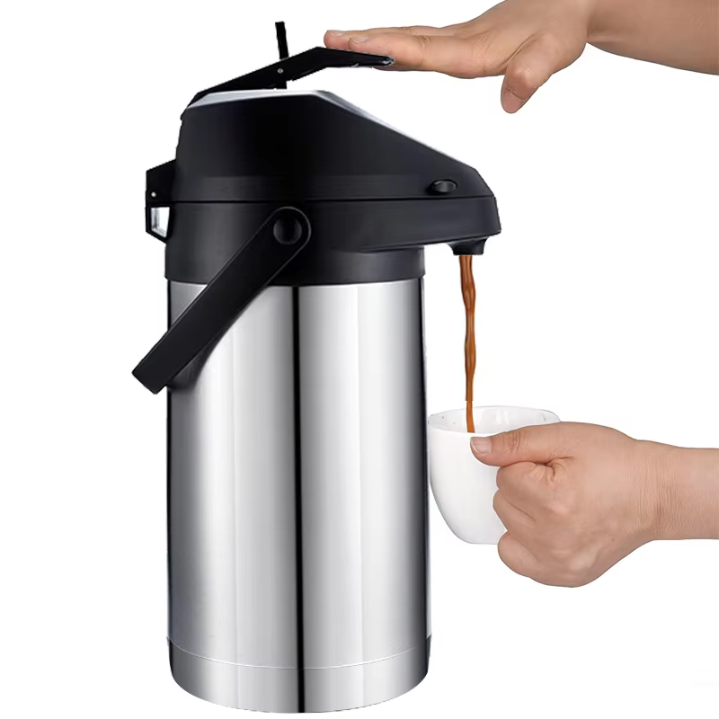 Coffee Tea Urn - ステンレス製エアポットディスペンサー、3L保温保冷飲料サーバー（コーヒー、紅茶、水用）、プッシュボタン式保温ポット