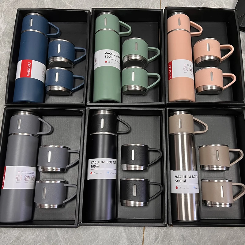 Coffee Tea Weight Loss - 500MLステンレス製真空断熱ボトルギフトセット オフィスビジネススタイル魔法瓶 アウトドア用保温保冷水筒 カップルカップ