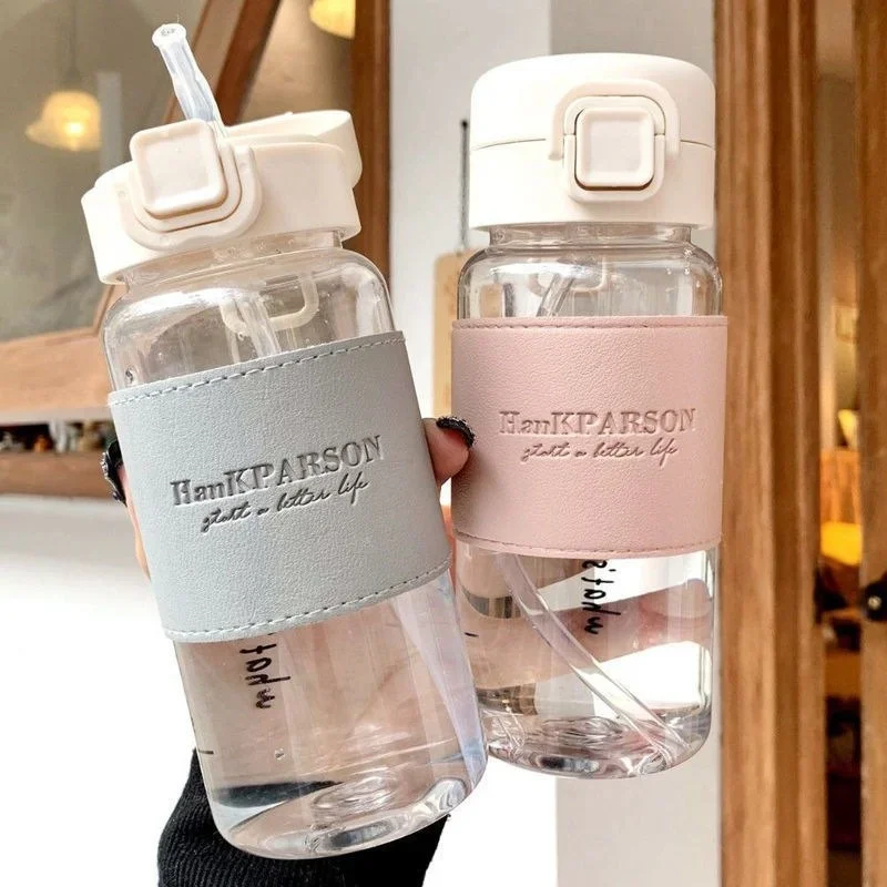 Coffee Tea Flask - 500 ミリリットルポータブルウォーターボトルストロークリエイティブかわいい漏れ防止プラスチック飲料ボトルミルクコーヒー紅茶ジュースカップ箸置き