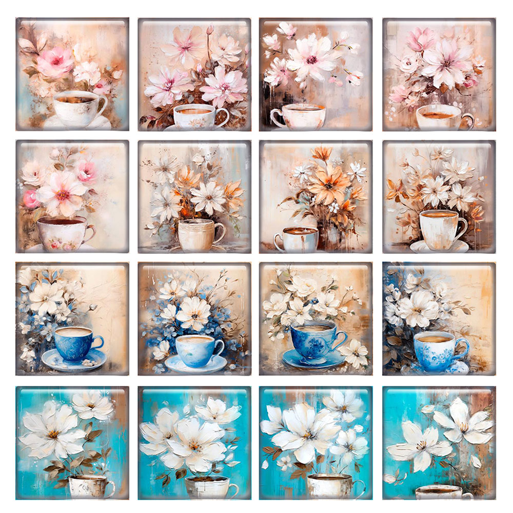 ランダムミックス ラウンド/オーバル/スクエア フラワー コ - Coffee Tea Photos のレビューと価格