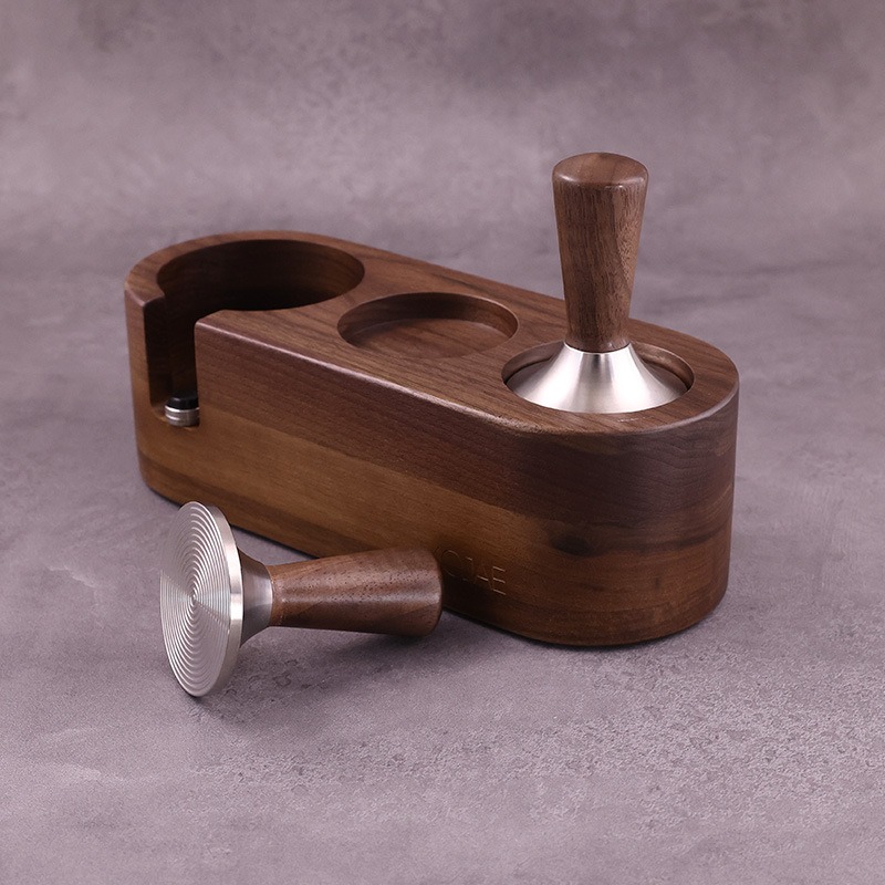 304ステンレス鋼とクルミのカバーヘッドエスプレッソレベラー - Coffee Tamper Leveler のレビューと価格