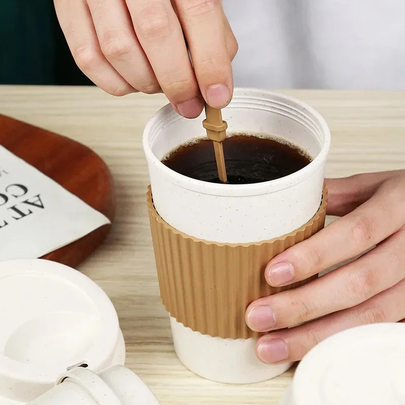 450 ミリリットルコーヒーカップ蓋付き小麦ストロー再利用可 - Coffee Tea Flask のレビューと価格