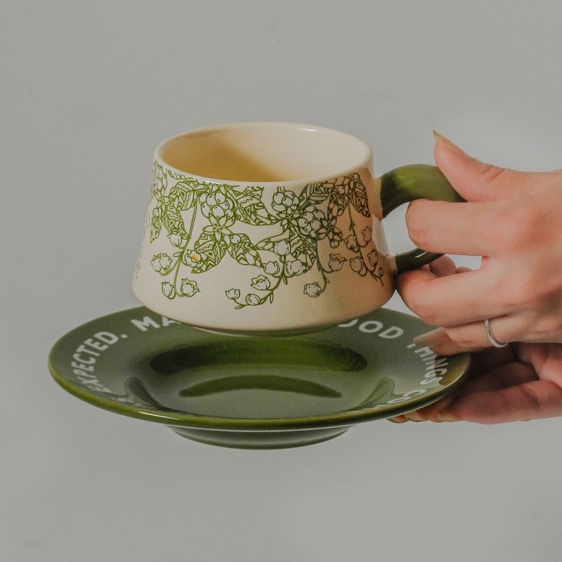 フランスのレトロスタイルのスズランの花セラミックコーヒーカッ - Valley Tea And Coffee のレビューと価格