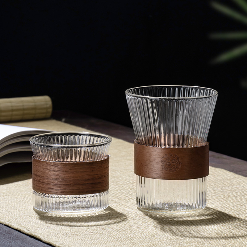 Gianxi ガラスコーヒーマグ和風クルミカップスリーブ透明 - Coffee Tea Flask のレビューと価格