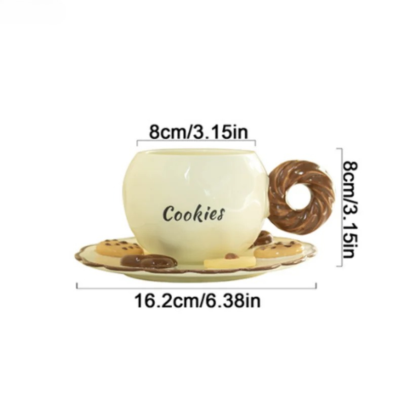 クッキーをテーマにしたセラミックコーヒーマグとソーサーセット - Coffee Tea Love のレビューと価格