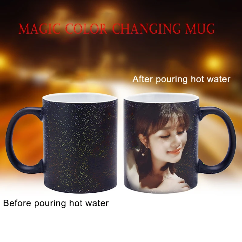 ブラックセラミック変色カップ DIY フォトマジック変色マグ - Coffee Tea Photos のレビューと価格
