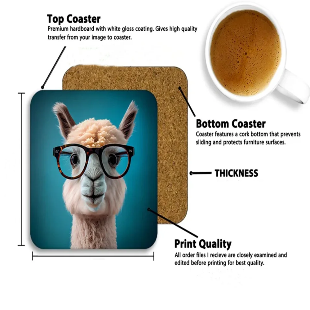 カスタマイズ可能な滑り止めコルクコースター、写真入り、天然木 - Coffee Tea Photos のレビューと価格