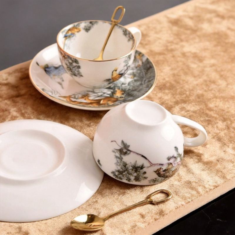 レトロな英国製ボーンチャイナ ジャングルフラワー＆バード コ - Coffee Tea Love のレビューと価格