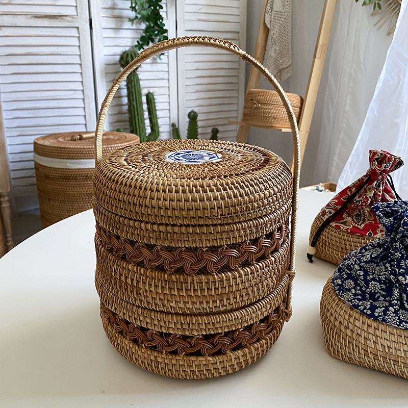 ベトナム産ラタン製二層フードボックス、卓上コーヒーテーブル、 - Coffee Tea Vietnam のレビューと価格