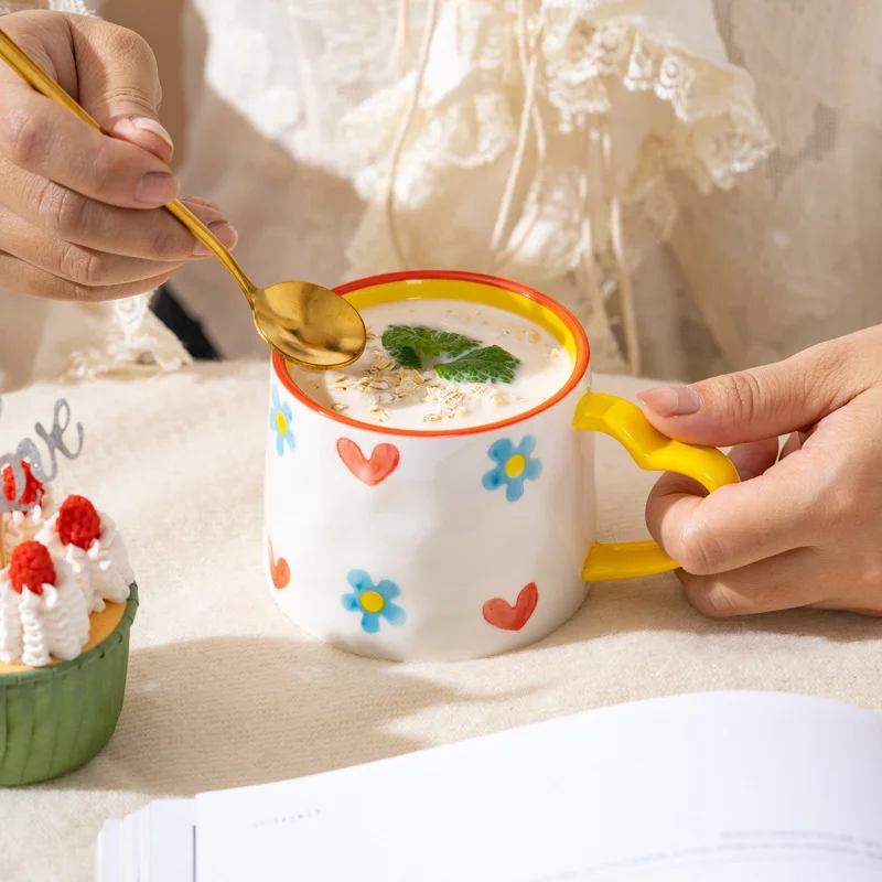 ハート型のセラミックマグ,手描き,クリエイティブなコーヒーカ - Coffee Tea Love のレビューと価格