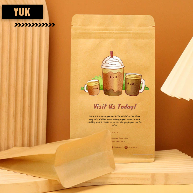 水溶性コーヒー用八角形密封スタンドアップバッグ クラフト紙製 - Coffee Tea House のレビューと価格