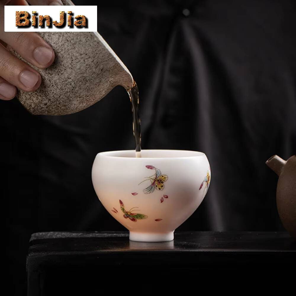 手作り羊脂玉白磁茶碗多孔質焼成マスター愛蝶ボウルコーヒーマグ - Coffee Tea Love のレビューと価格