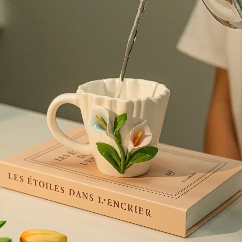 クリエイティブスズランセラミックコーヒーカップ立体レリーフカ - Valley Tea And Coffee のレビューと価格