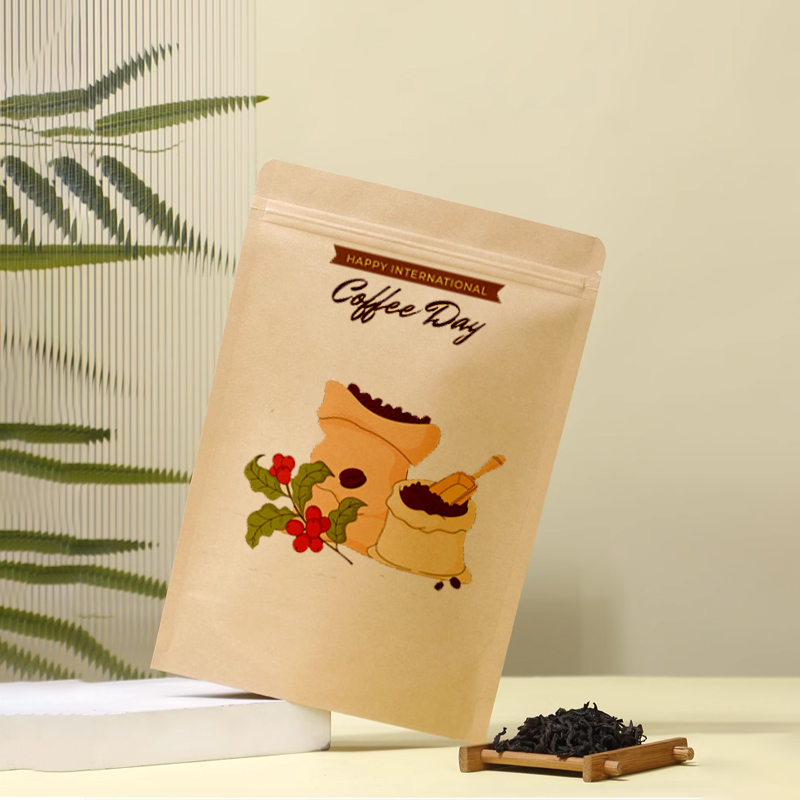 印刷クラフト紙ジッパーバッグ、再利用可能な自己密封式キャンデ - Coffee Tea House のレビューと価格
