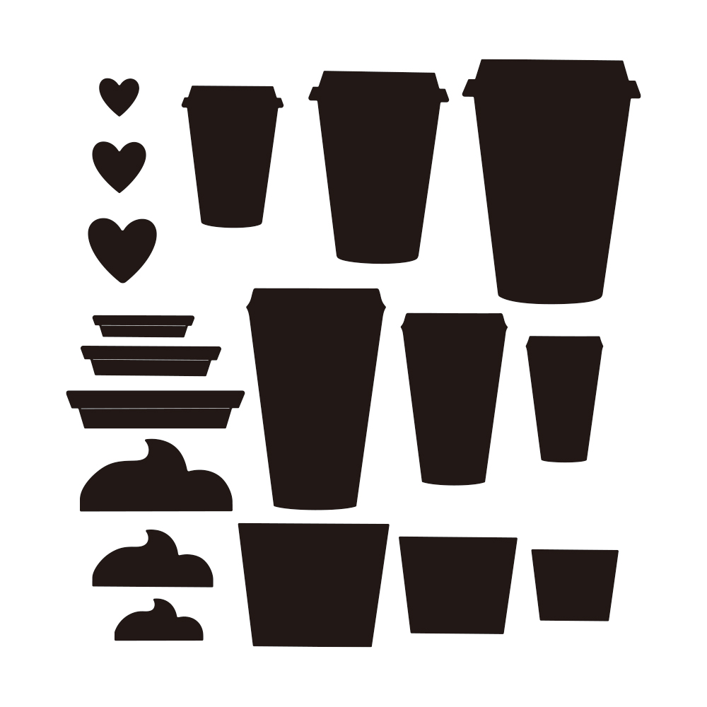異なるミルクティーコーヒーカップ金属切削ダイスセットラブハー - Coffee Tea Love のレビューと価格