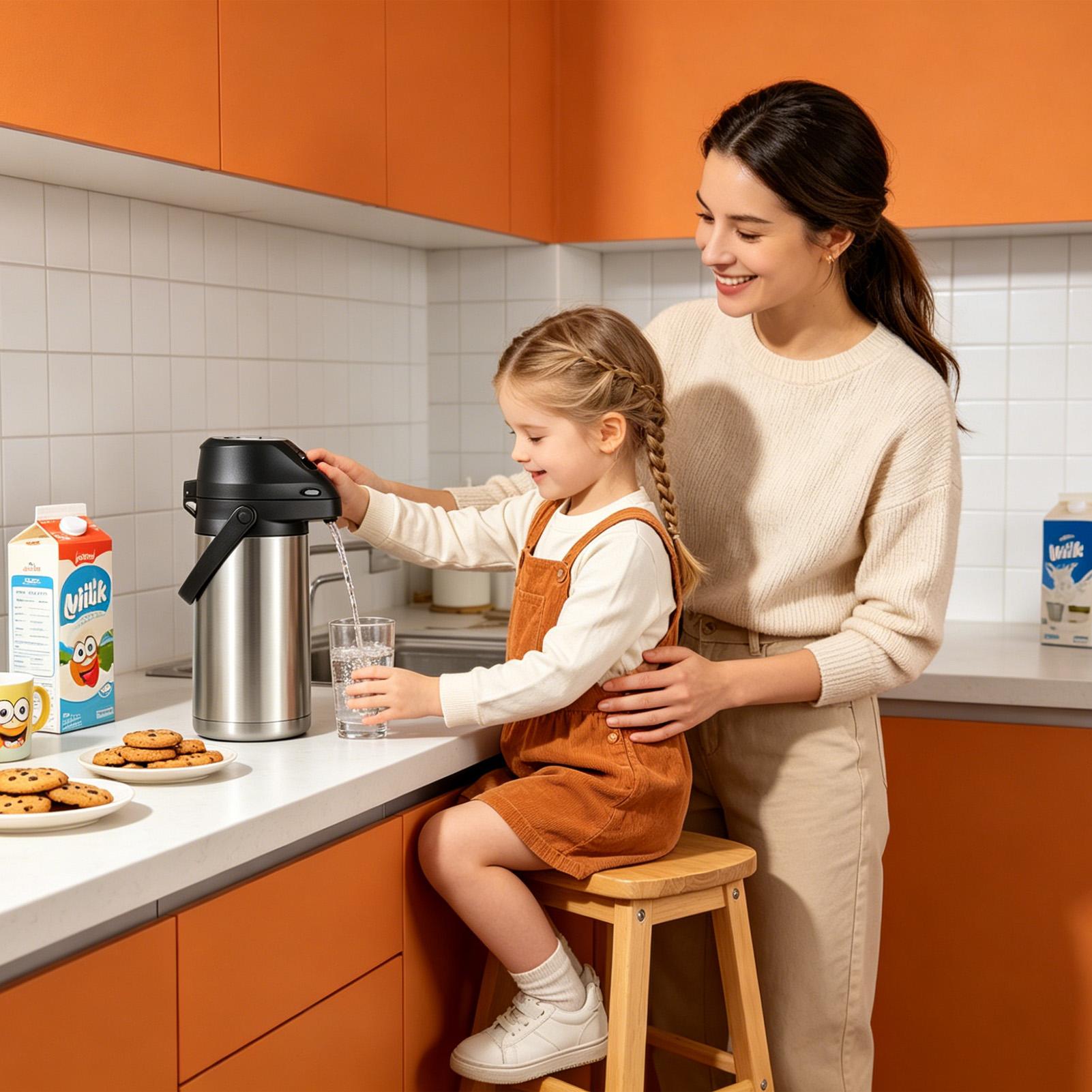 ステンレス製エアポットディスペンサー 1900ml 温冷飲料 - Coffee Tea Urn のレビューと価格