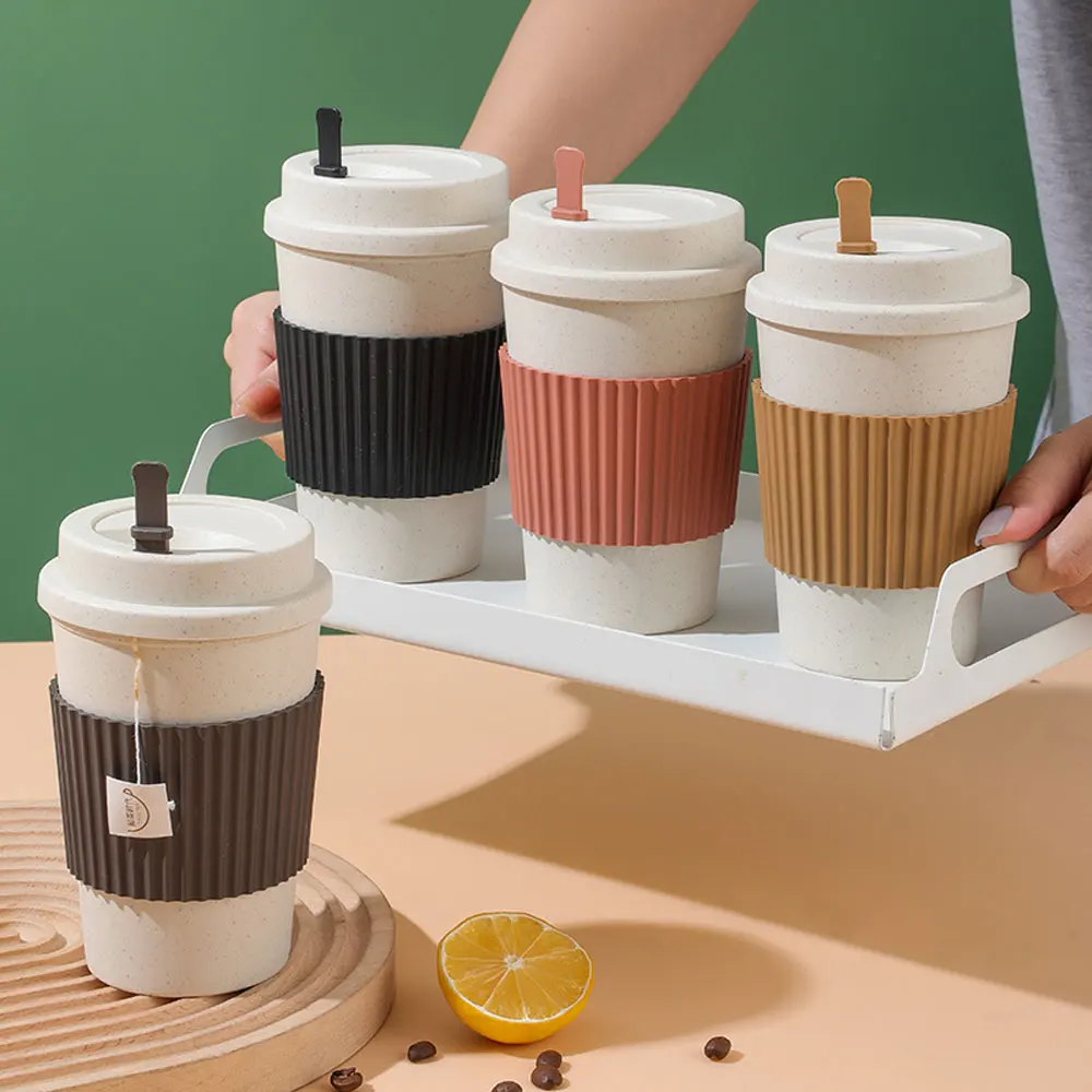 450 ミリリットルコーヒーカップ蓋付き小麦ストロー再利用可 - Coffee Tea Flask のレビューと価格