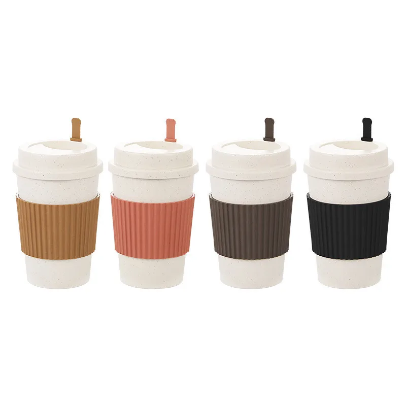 450 ミリリットルコーヒーカップ蓋付き小麦ストロー再利用可 - Coffee Tea Flask のレビューと価格