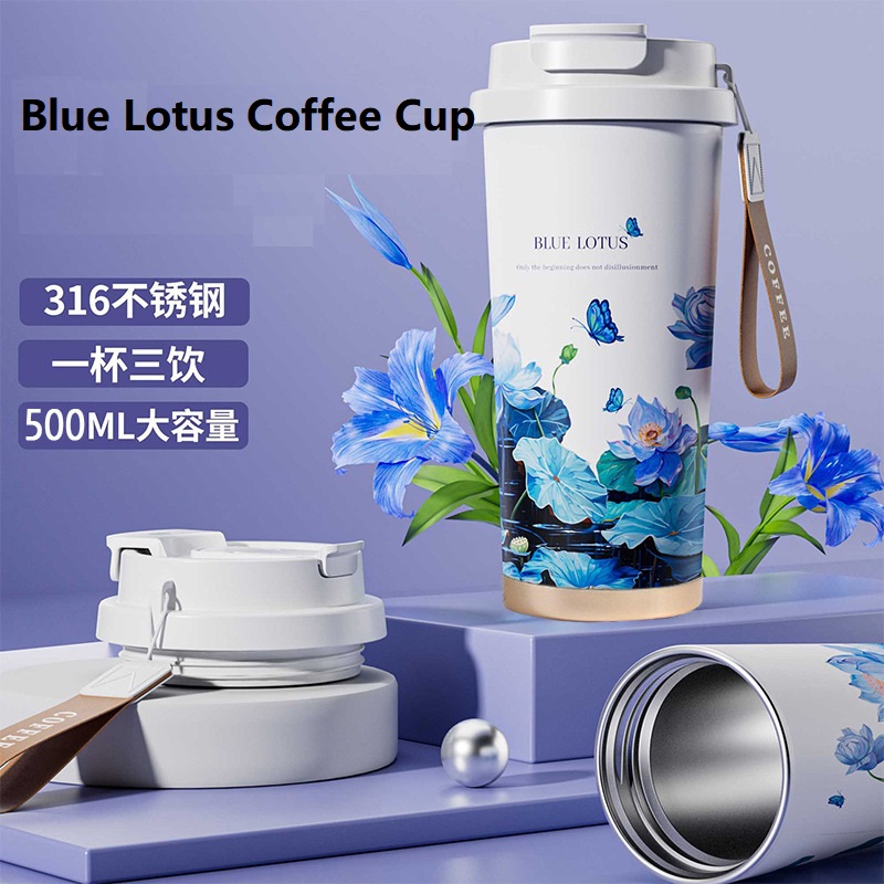 5D 印刷フラワーステンレス鋼魔法瓶マグポータブルデュアルド - Coffee Tea Weight Loss のレビューと価格